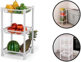 Fruteira De Chão Desmontável 3 Andares Cestos Organizadores Frutas Verduras Legumes Dispensa Cozinha Multiuso