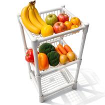 Fruteira De Chão Desmontável 3 Cestos Organizadora Multiuso Cozinha Frutas Legumes