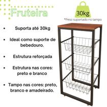 Fruteira De Chão Em Aço Cozinha Suporte Bebedouro Mdf Preto