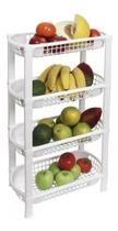 Fruteira De Chão Organizador De Plástico Multiuso 4 Cestos cores