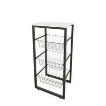 Fruteira De Chão Para Cozinha Preto Fosco Em Aço Branco