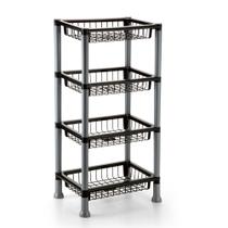 Fruteira de Chão Plástica Suporte 4 Andares Cesto Organizador Multiuso