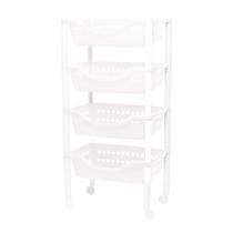 Fruteira de Chão Plástico Multiuso Rodízios Desmontável Cesto Organizador Frutas Utensílios Cozinha Produtos Limpeza