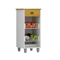 Fruteira De Chão Zaya Multiuso Flex 1 Gaveta Mobilihouse Cinamomo Com Branco Acetinado