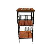 Fruteira de Ferro e Madeira com Ladrilho Hidráulico 2 Andares Artesanais para sua Cozinha