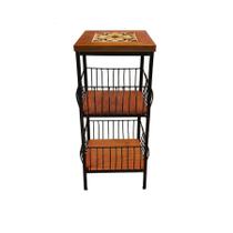 Fruteira de Ferro e Madeira com Ladrilho Hidráulico 2 Andares Artesanais para sua Cozinha