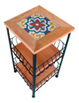 Fruteira de ferro e Madeira Ladrilho Hidráulico artesanal Fruteira de ferro e Madeira Ladrilho Hidráulico artesanal