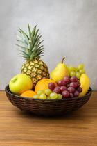 Fruteira de Junco Grande ou Centro de mesa Tabaco e Avelã 40 cm