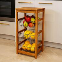 Fruteira de Madeira 3 Cestos com Tampo Casa Cozinha