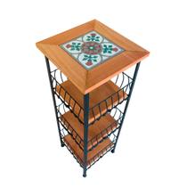 Fruteira de Madeira Rústica 3 Andares com Ladrilho Organizador Decorativo