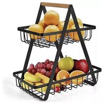 Fruteira De Mesa Aramada Cesta Frutas 2 Andares Organizador Multiuso Cozinha Escritório Versátil Resistente - Shop Mais