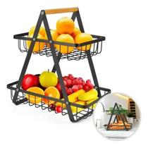 Fruteira De Mesa Aramada Dupla Cesto P/ Frutas Legumes