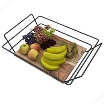 Fruteira de Mesa Base Madeira Retangular 42,5 x 35 x 12 cm Firmato