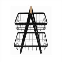 Fruteira De Mesa Cesta Aramada 2 Andar Organizador Alca
