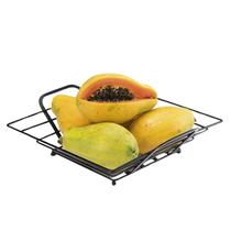 Fruteira de Mesa Cesta de Frutas Aramada Preto Quadrada Cozinha Decorativa 28cm