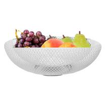 Fruteira de Mesa Cesta de Frutas Branca Aramada Redonda 31cm Cozinha Decorativa