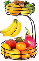 Fruteira De Mesa Cesto De Fruta 2 Niveis Com Gancho Bananas - Dt Shop