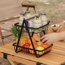 Fruteira de mesa cesto organizador de fruta2 andares com alça para cozinha salas dispensas - RIOHOME