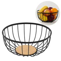 Fruteira de Mesa De Metal e Madeira Cesta Cesto Multiuso Fruteira de Mesa De Metal e Madeira Cesta Cesto Multiuso