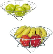 fruteira de mesa de metal redonda com pe - ARAMADOS