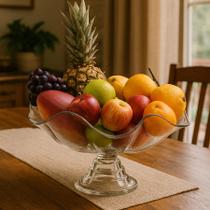 Fruteira De Mesa De Vidro Com Pé Romana Luxo Decoração Mesa Natal Ano Novo Fruteira De Mesa De Vidro Com Pé Romana Luxo Decoração Mesa Natal Ano Novo