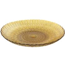 Fruteira de mesa de vidro redonda pluma translucido ambar 6x37cm de ø - VITAZZA