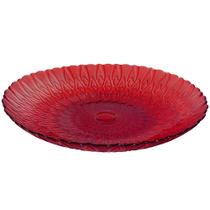Fruteira de mesa de vidro redonda pluma translucido vermelho 6x37cm de ø