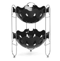 Fruteira De Mesa Dupla Preta - Niquelart Fruteira De Mesa Dupla Preta - Niquelart