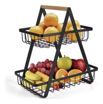 Fruteira De Mesa Organizador Cesto Metal Aramado 2 Andar