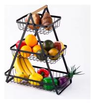 Fruteira De Mesa Organizador Cesto Metal Aramado 3 Andar