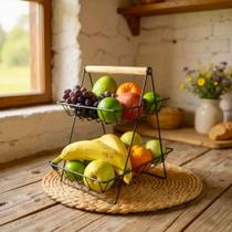 Fruteira De Mesa Organizador De Frutas Cesto Metal Aramado Decor