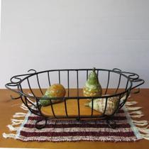 Fruteira de Mesa Oval em Ferro e Madeira Fruteira de Mesa Oval em Ferro e Madeira