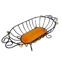 Fruteira De Mesa Oval Ferro e Madeira Pequena Fruteira De Mesa Oval Ferro e Madeira Pequena