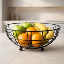 Fruteira de Mesa Preta Fosca em Metal Design Moderno com Pés Esféricos e Acabamento Premium WESTING by BSMIX