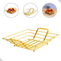 Fruteira de mesa quadrada dourado fosco decoração