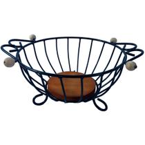 Fruteira de mesa redonda ou oval de ferro e madeira utilidade e decoração de cozinhas, áreas, sitios - Atenas Arte