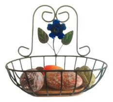 Fruteira de Parede 1 Andar em Ferro e Madeira Oval P Fruteira de Parede 1 Andar em Ferro e Madeira Oval P