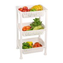 Fruteira De Plástico Premium Utti Com 3 Bandejas Branca Cesto Organizador de Frutas E Utensílios 3 Andares Ordene Fruteira De Plástico Premium Utti Com 3 Bandejas Branca Cesto Organizador de Frutas E Utensílios 3 Andares Ordene
