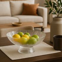 Fruteira de Vidro com Base Alta Centro de Mesa Funcional para Exibir Frutas e Decoração