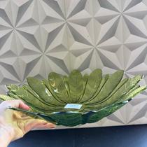 Fruteira de vidro decorativa verde folhas para frutas de mesa de cozinha fruta grande barata boleira frutera