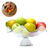 Fruteira de vidro grande com pé para mesa 40cm hum