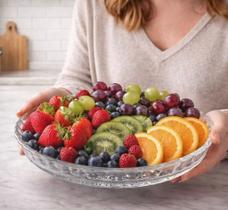 Fruteira de Vidro Roma 30cm para Mesa, Transparente e Sofisticada Fruteira de Vidro Roma 30cm para Mesa, Transparente e Sofisticada