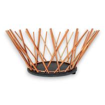 Fruteira Decorativa Metal Cobre Base Preta Design Moderno