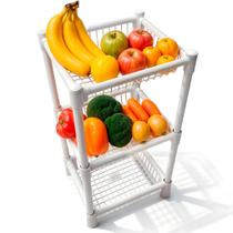 Fruteira Desmontável 3 Cestos De Chão Multiuso Cozinha Armazenar Frutas Legumes