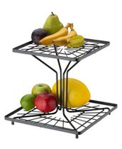 Fruteira Dupla Quadrada Preto Fosco