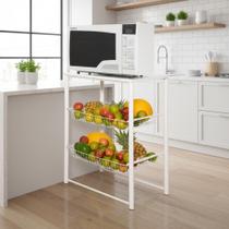 Fruteira em Branco Craquelado Tampo em Aço Cor:Branco