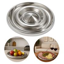 Fruteira em Inox Bandeja Redonda Travessa Grande 50cm Allene