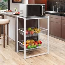 Fruteira Esmeralda Multiuso Cozinha Suporte MicroOndas Bebedouro Estrutura em Aço Esmaltada Tampo MDF MBM Decor
