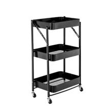 Fruteira Estante Carrinho Organizador Dobrável com Rodinhas 3 Prateleiras