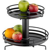 Fruteira Giratória Preta Redonda de Mesa Dupla com Vidro Schmitt 30cm Aramada Fruteira Giratória Preta Redonda de Mesa Dupla com Vidro Schmitt 30cm Aramada